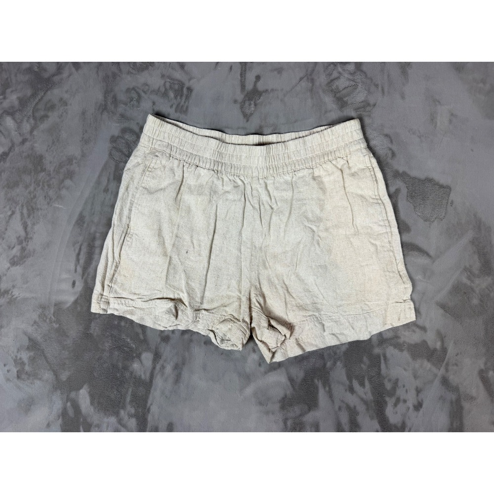 Old Navy Womens Medium Beige Linen Blend Comfort Waistband Shorts Oatmeal Casual